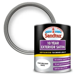 Sandtex® Exterior 10 Year Satin Paint Pure Brilliant White - 750ml