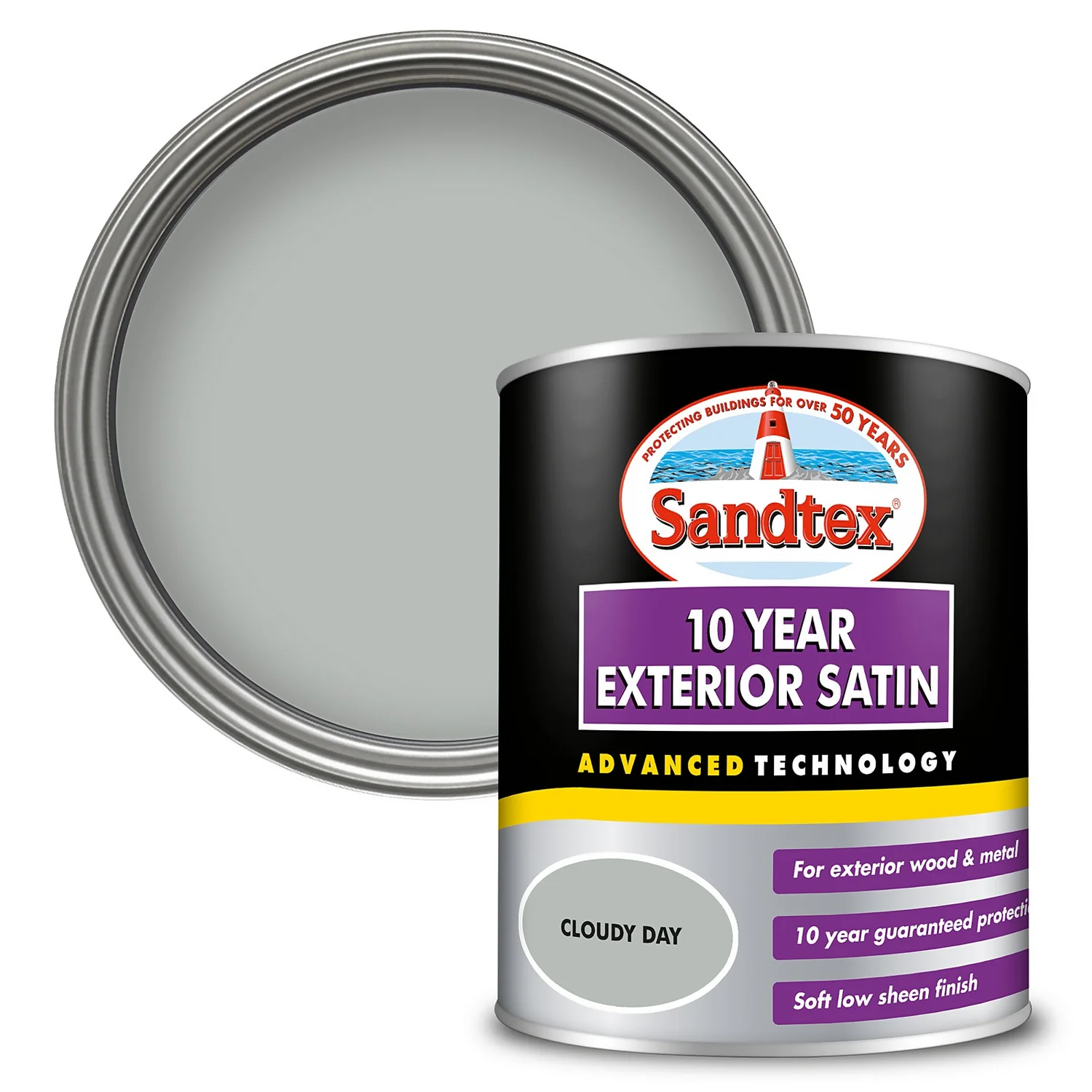 Sandtex® Exterior 10 Year Satin Paint Cloudy Day - 750ml