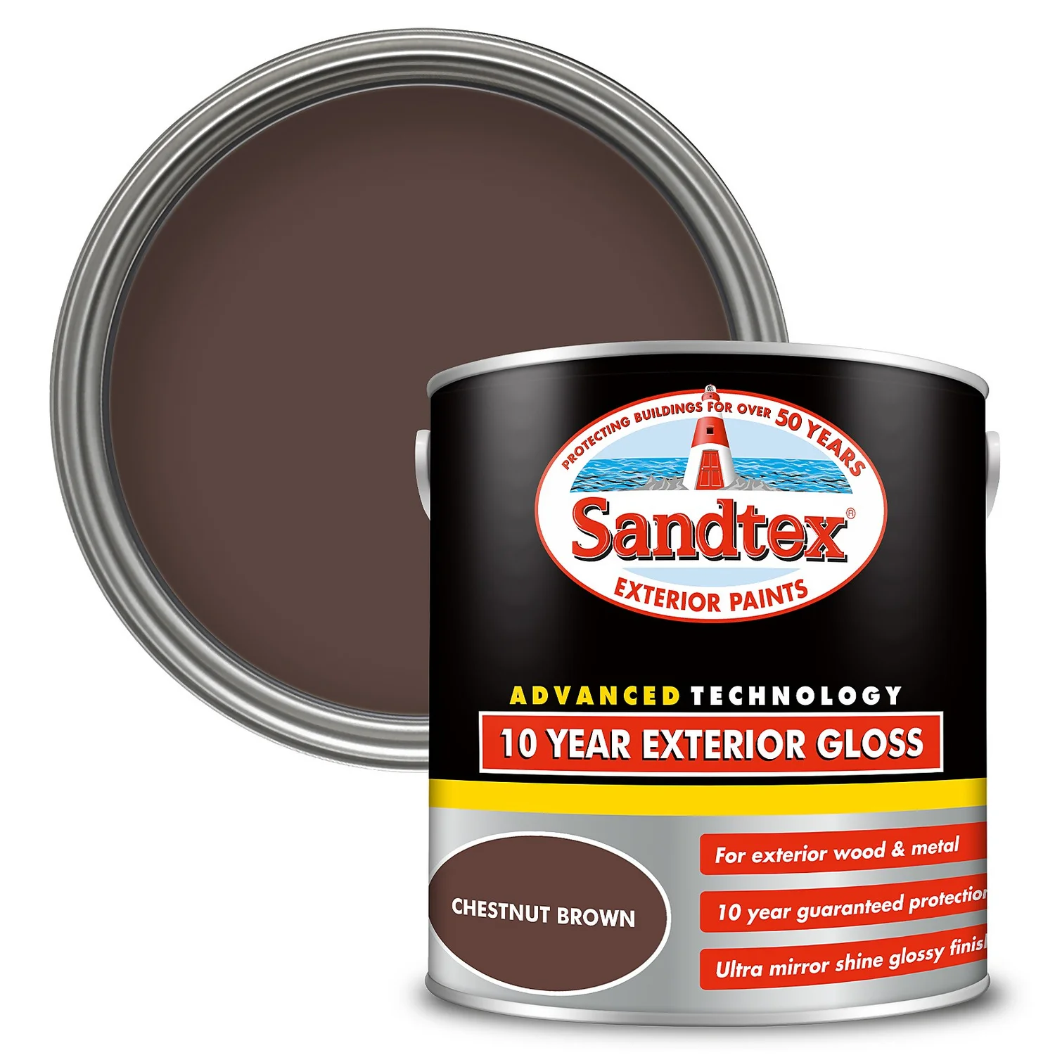 Sandtex® Exterior 10 Year Gloss Paint Chestnut Brown - 2.5L