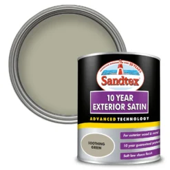 Sandtex® Exterior 10 Year Satin Paint Soothing Green - 750ml