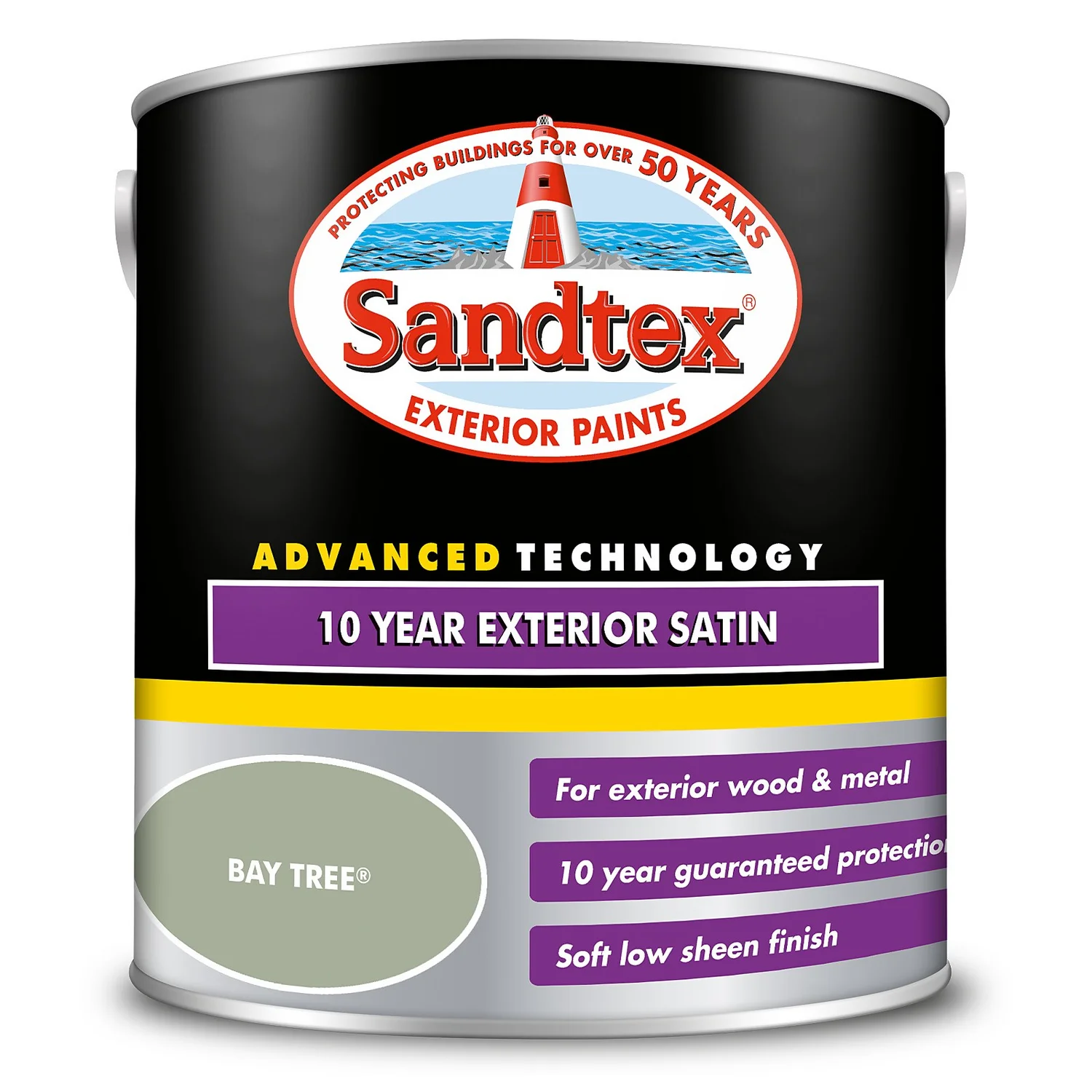 Sandtex® Exterior 10 Year Satin Paint Bay Tree - 2.5L