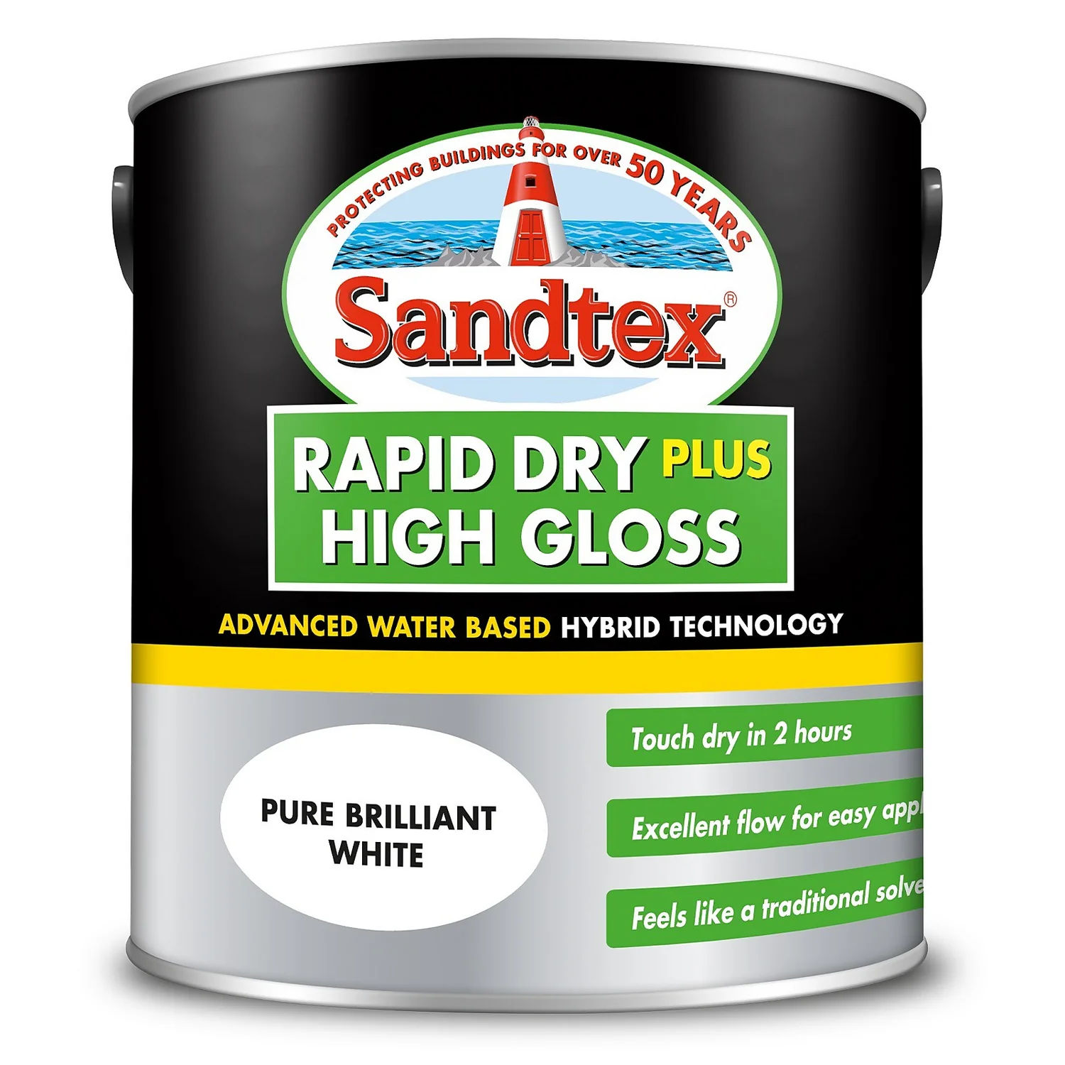 Sandtex® Rapid Dry Gloss Paint Pure Brilliant White - 2.5L