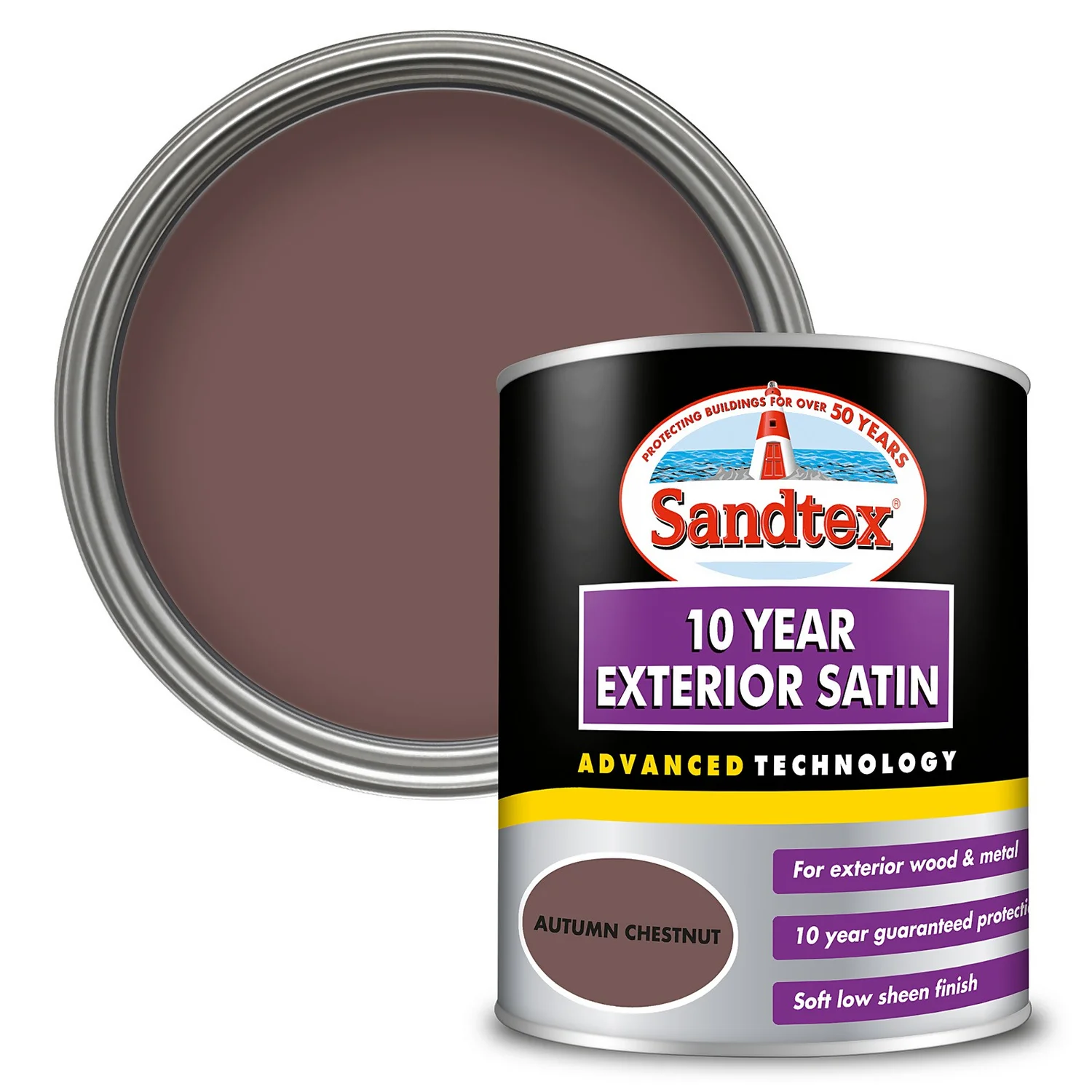 Sandtex® Exterior 10 Year Satin Paint Autumn Chestnut - 750ml