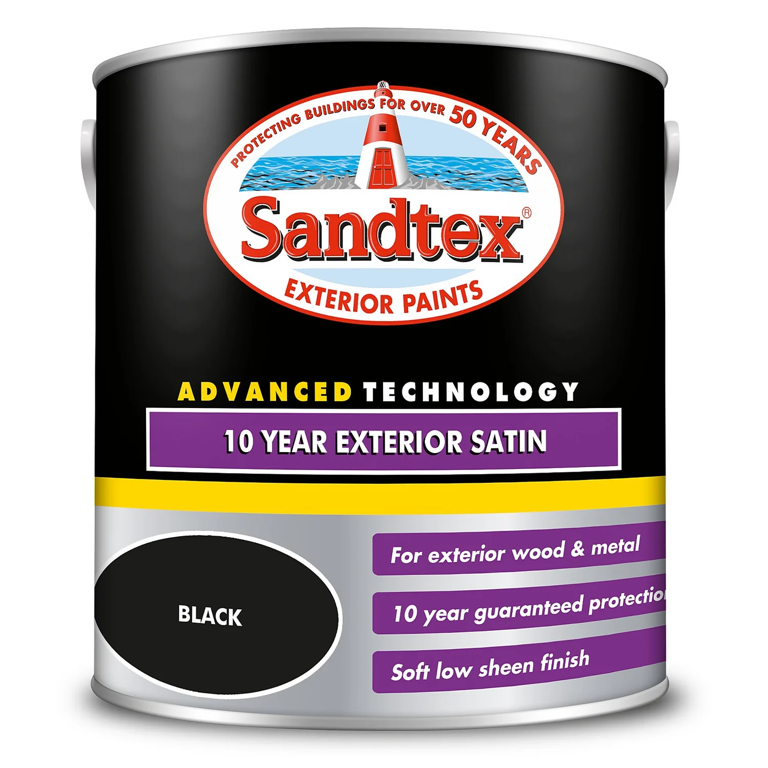 Sandtex® 10 Year Satin Paint Black - 2.5L