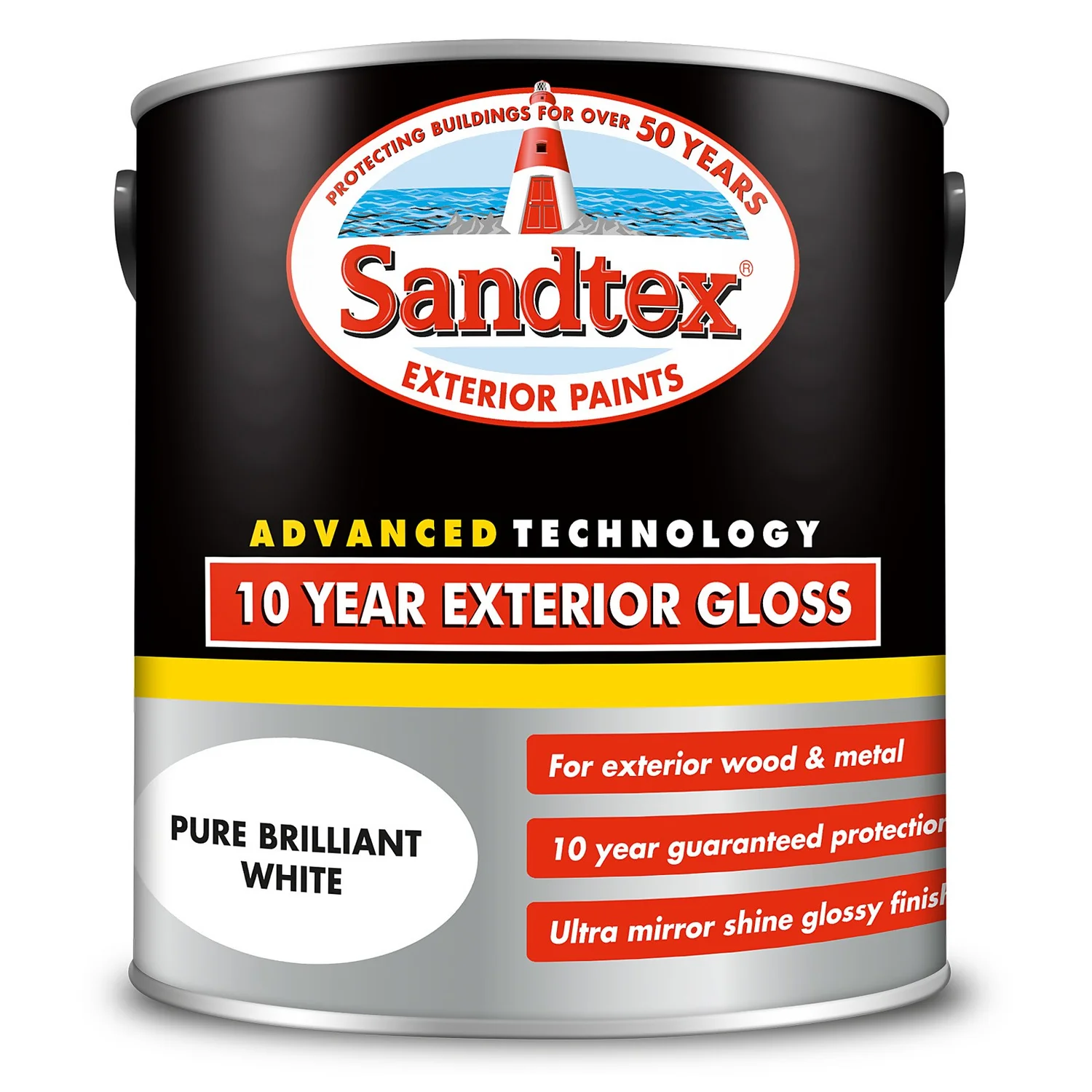 Sandtex® Exterior 10 Year Gloss Paint Pure Brilliant White - 2.5L