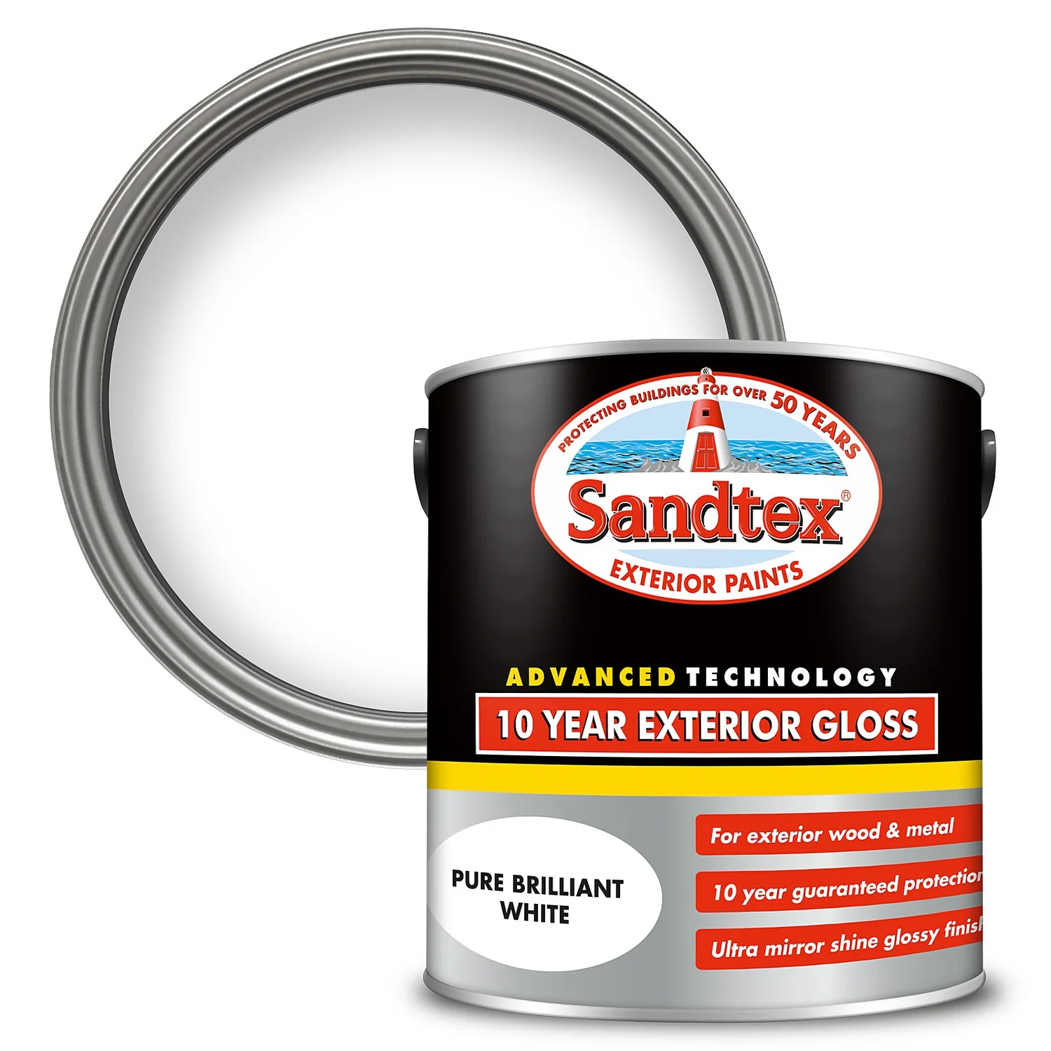 Sandtex® Exterior 10 Year Gloss Paint Pure Brilliant White - 2.5L