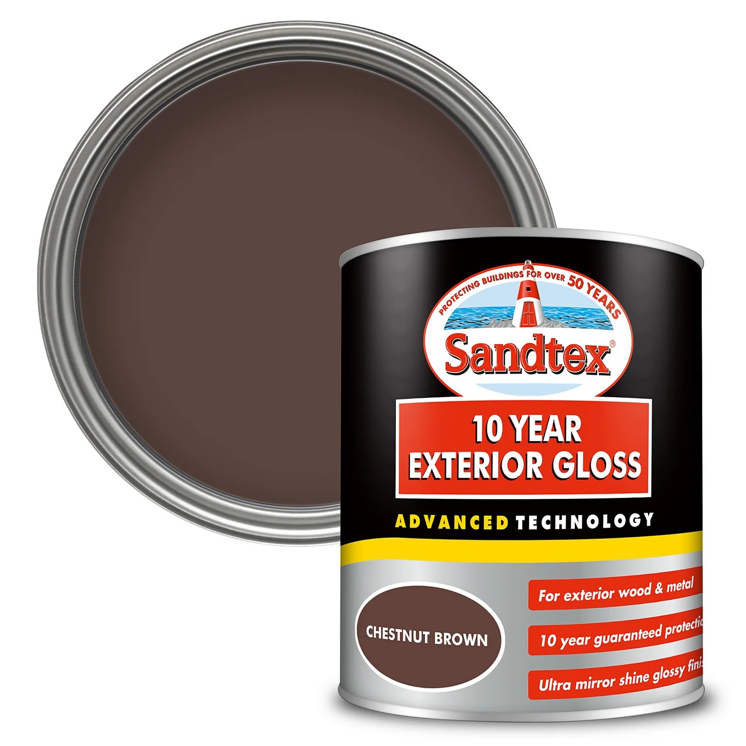 Sandtex® Exterior 10 Year Gloss Paint Chestnut Brown - 750ml