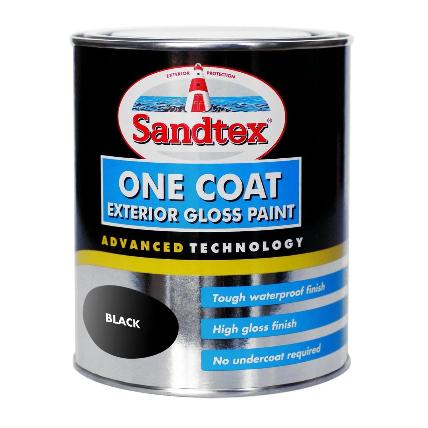 Sandtex® Exterior One Coat Gloss Paint Black - 750ml