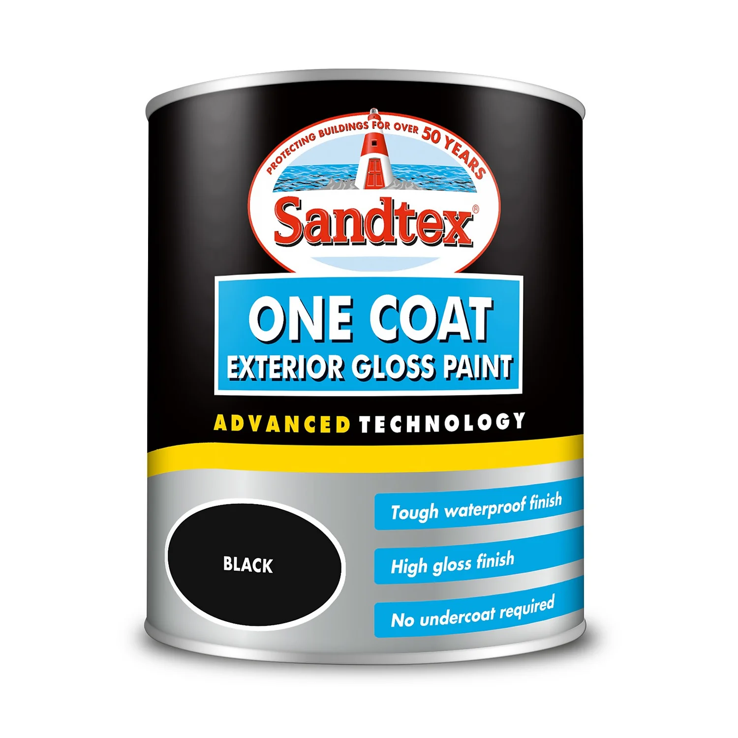 Sandtex® Exterior One Coat Gloss Paint Black - 750ml