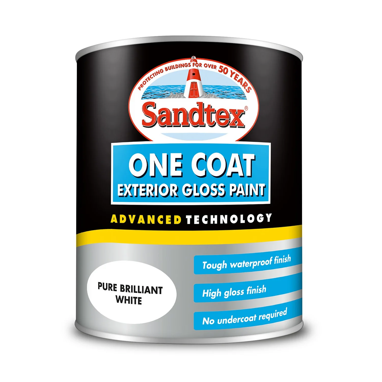 Sandtex® Exterior One Coat Gloss Paint Pure Brilliant White - 750ml