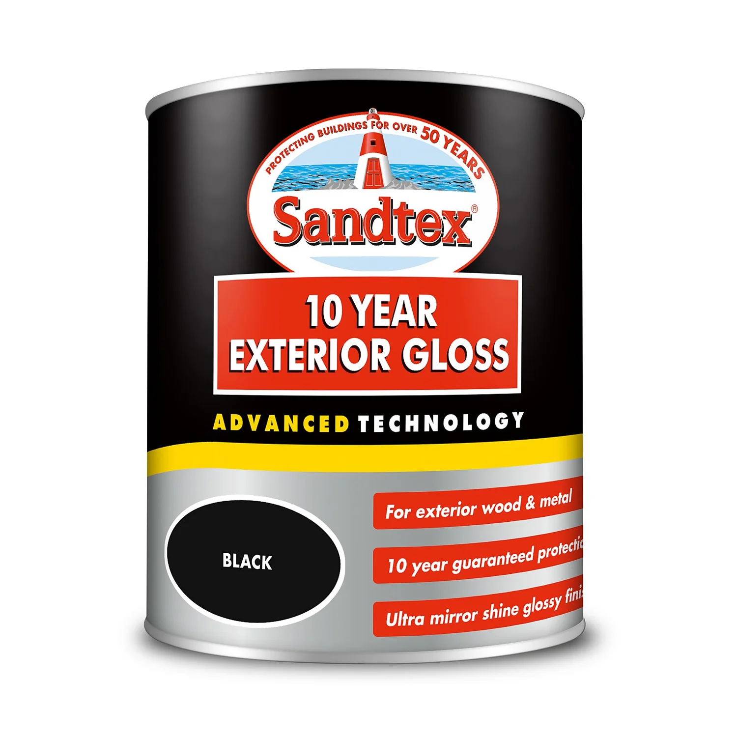 Sandtex® Exterior 10 Year Gloss Paint Charcoal Black - 750ml
