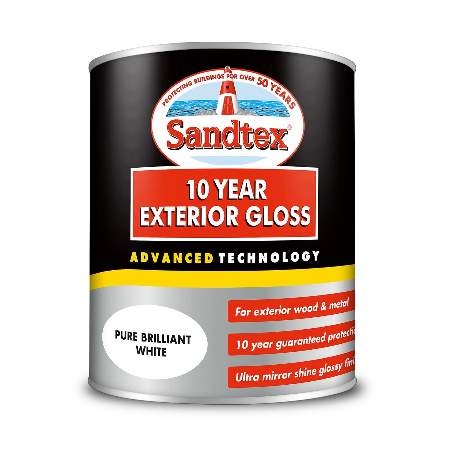 Sandtex® Exterior 10 Year Gloss Paint Pure Brilliant White - 750ml