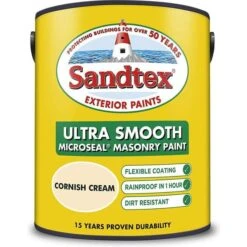 Sandtex 5L Smooth Masonry Paint Cornish Cream