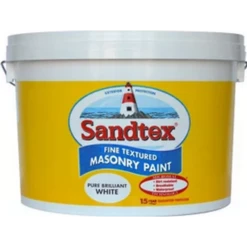 Sandtex Fine Textured Masonry Concrete Paint Pure Brilliant White 10L
