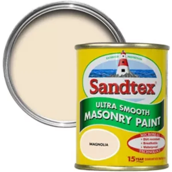 Sandtex Magnolia Masonry Concrete Paint White 1.5L