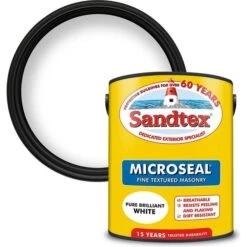 Sandtex Microseal Fine Textured Masonry Concrete Paint Brilliant White 5L
