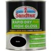 Sandtex Rapid Dry Plus High Gloss Metal Paint, Wood Paint Black 0.75L