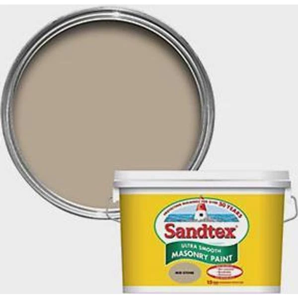 Sandtex Ultra Smooth Masonry Concrete Wood Paint Mid stone 10L