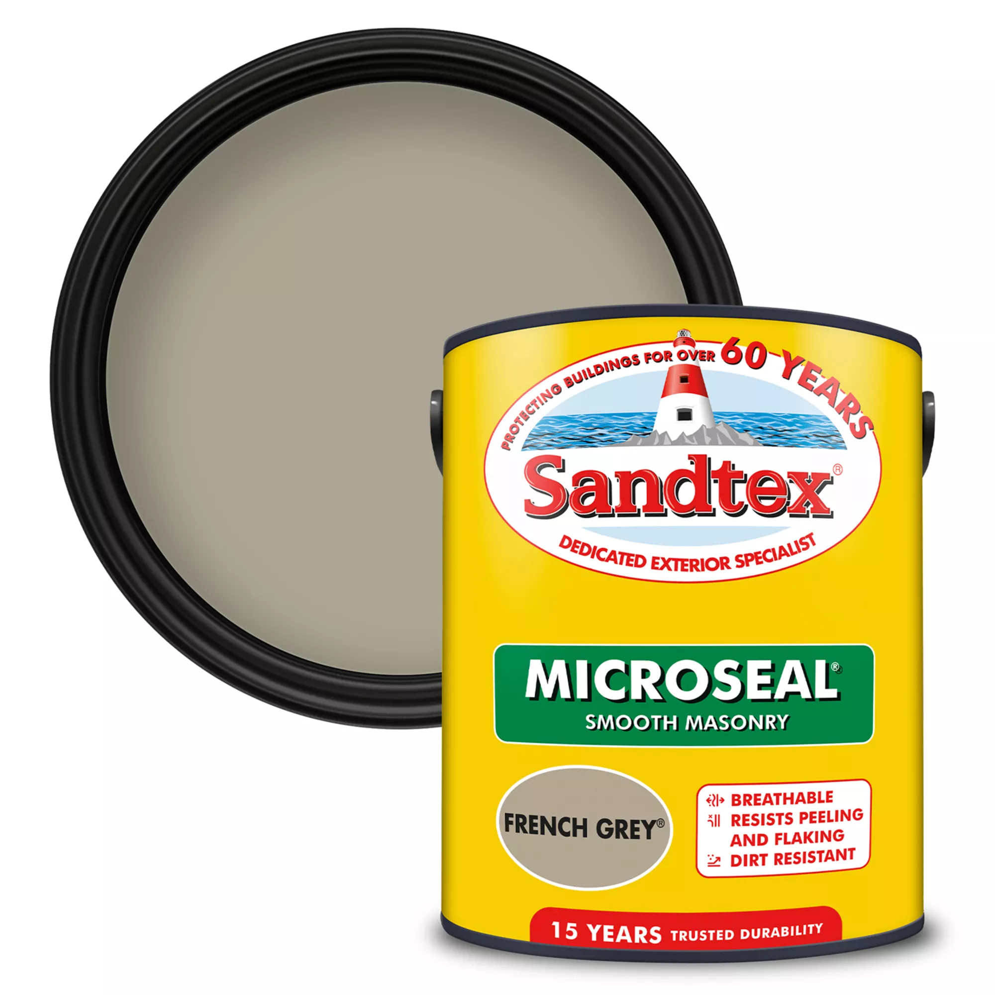 Sandtex French Grey Matt Masonry paint, 5L Tub
