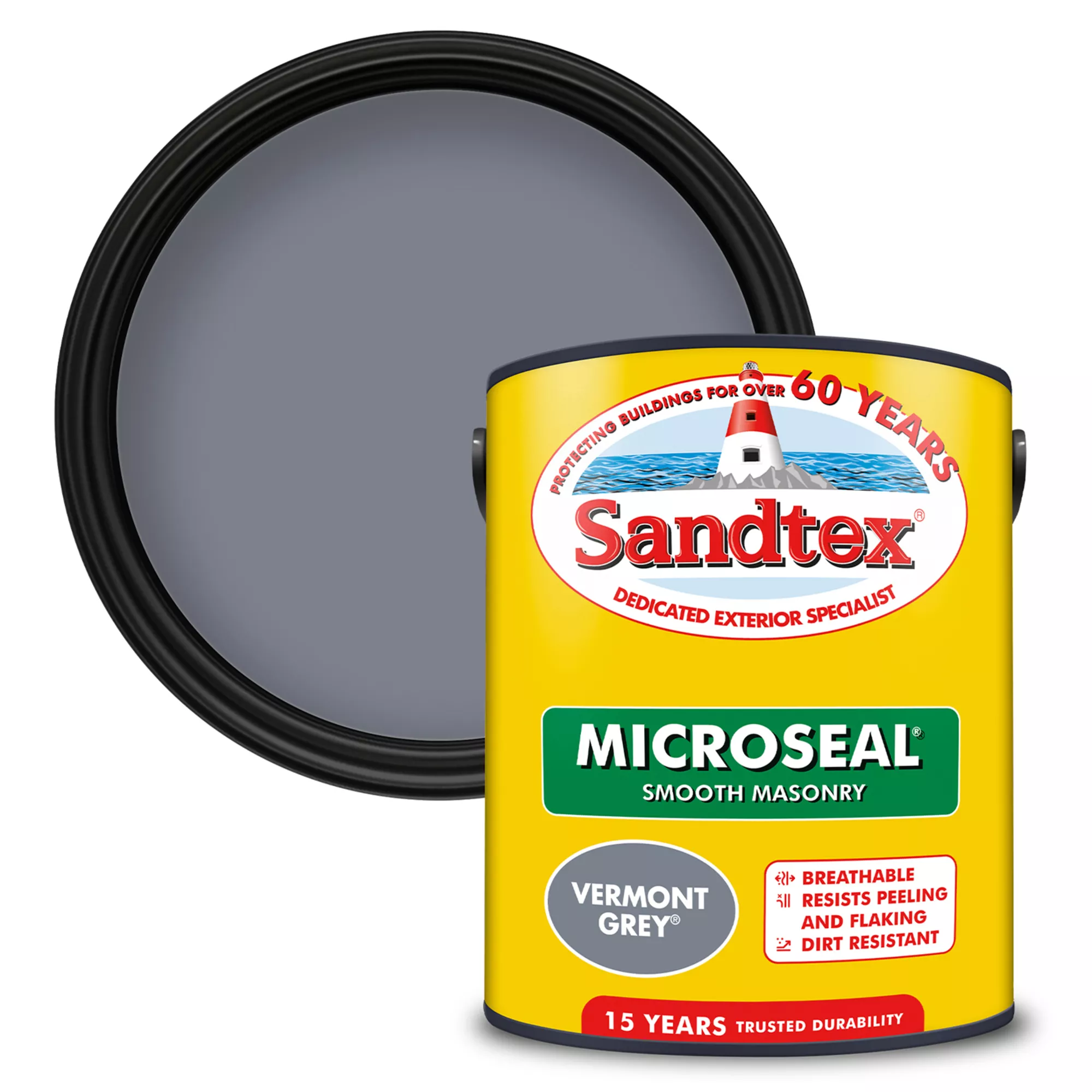 Sandtex Vermont Grey Matt Masonry paint, 5L Tub